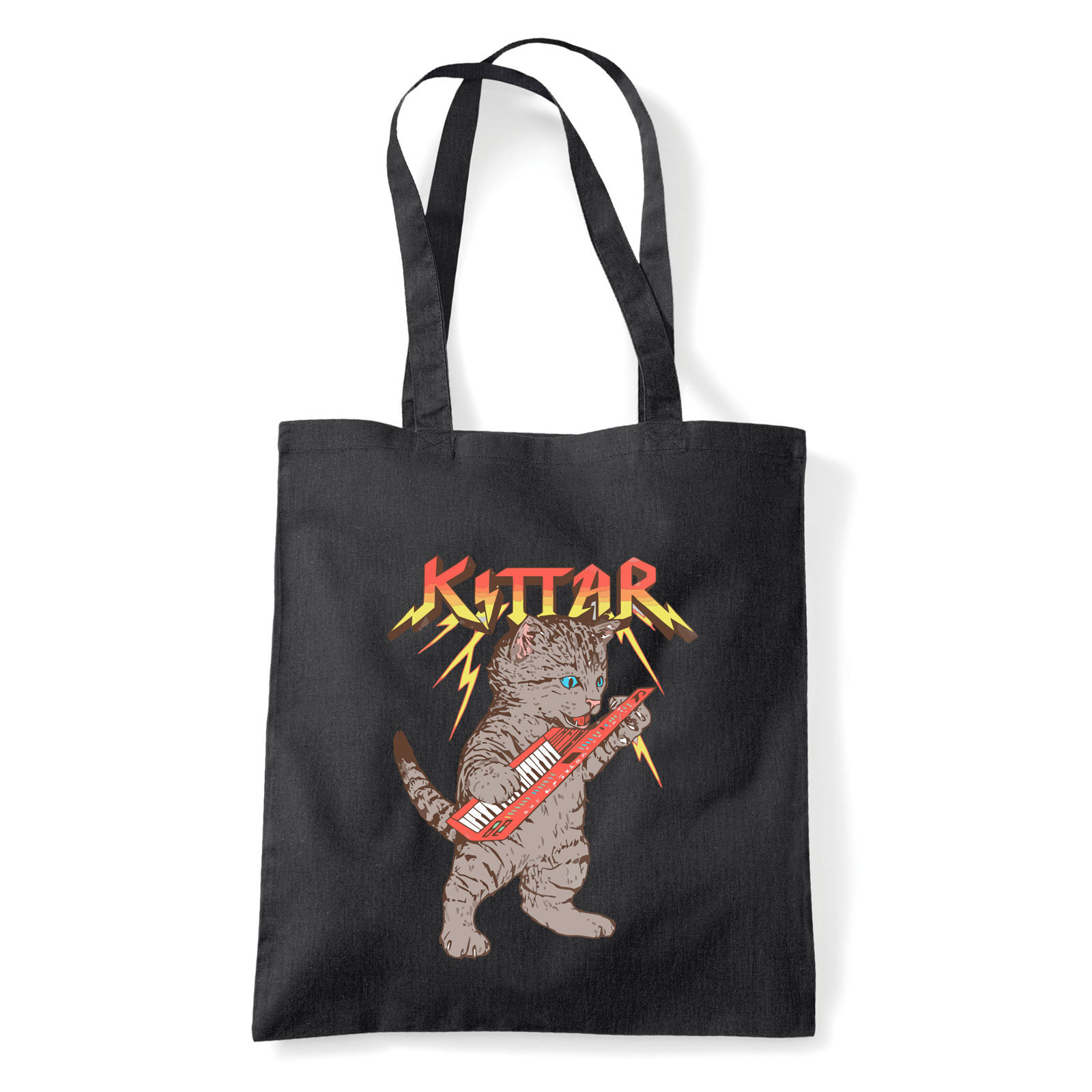 macska macskás cica cicás gitár Fekete Shopper Vászontáska