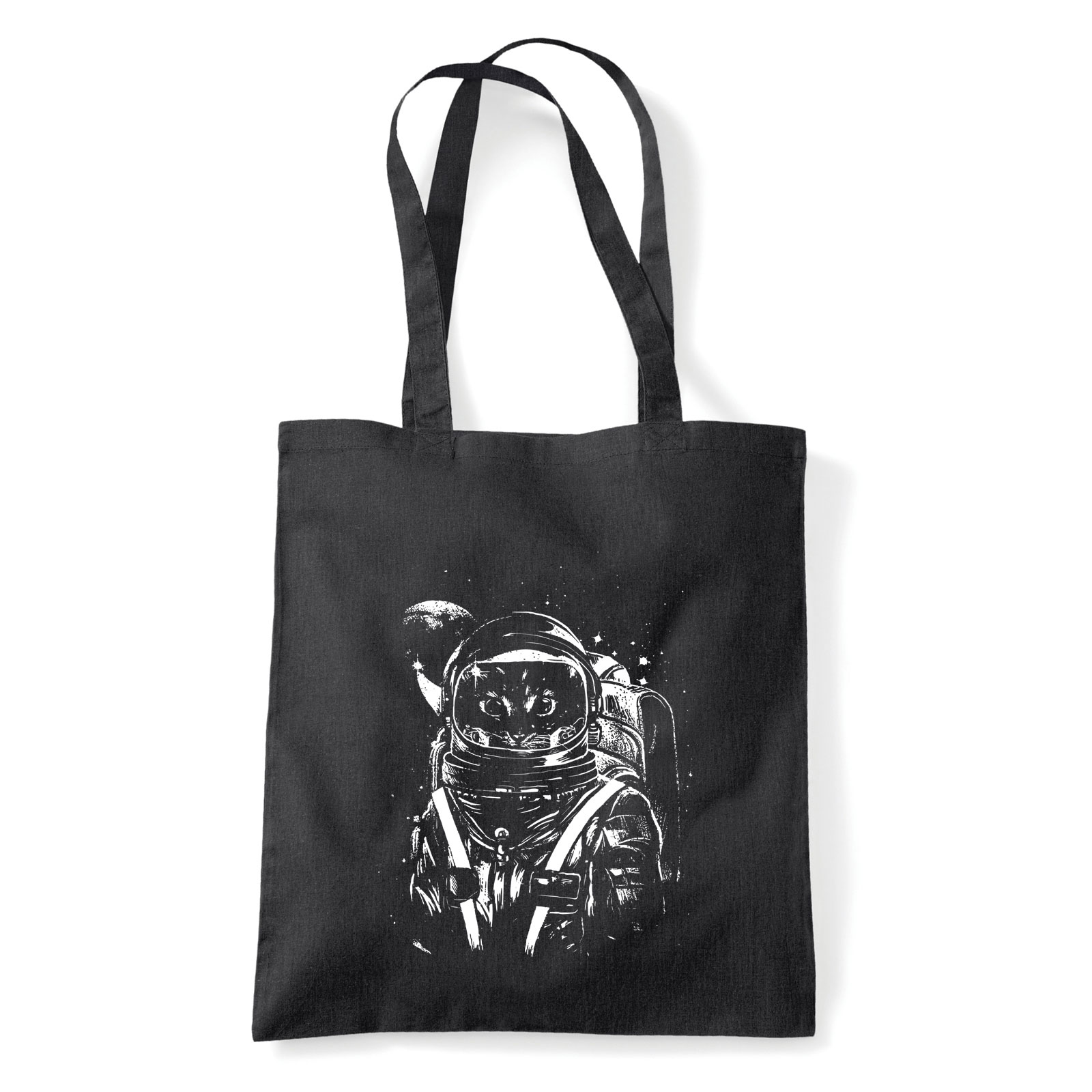 space cat űrhajós macska cica macskás Fekete Shopper Vászontáska