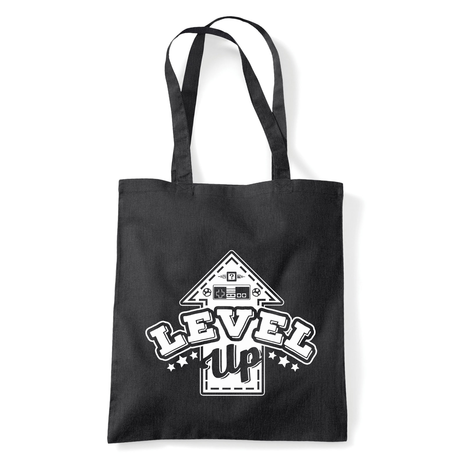 gamer level up Fekete Shopper Vászontáska