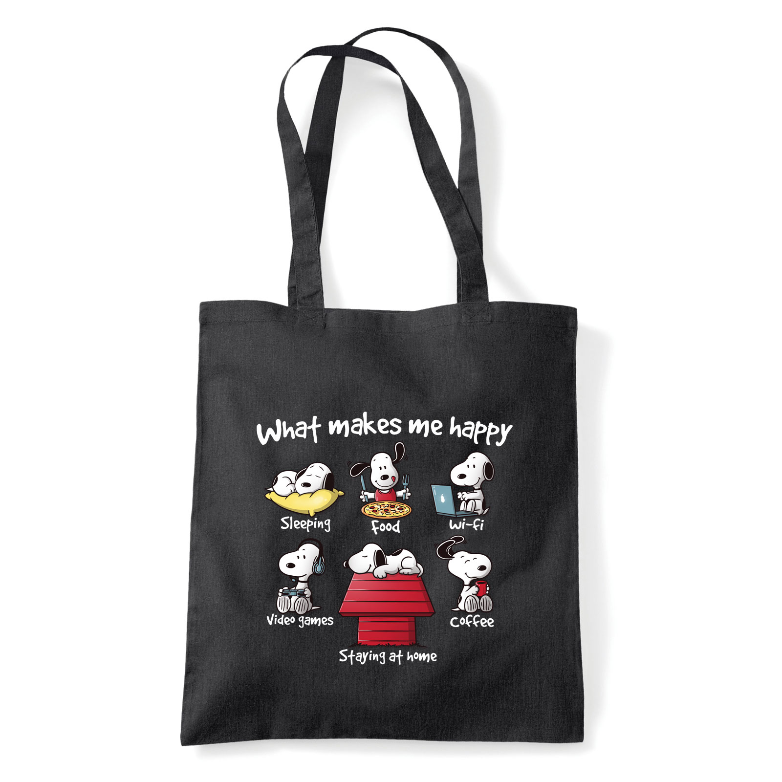 snoopy kutya boldogság Fekete Shopper Vászontáska