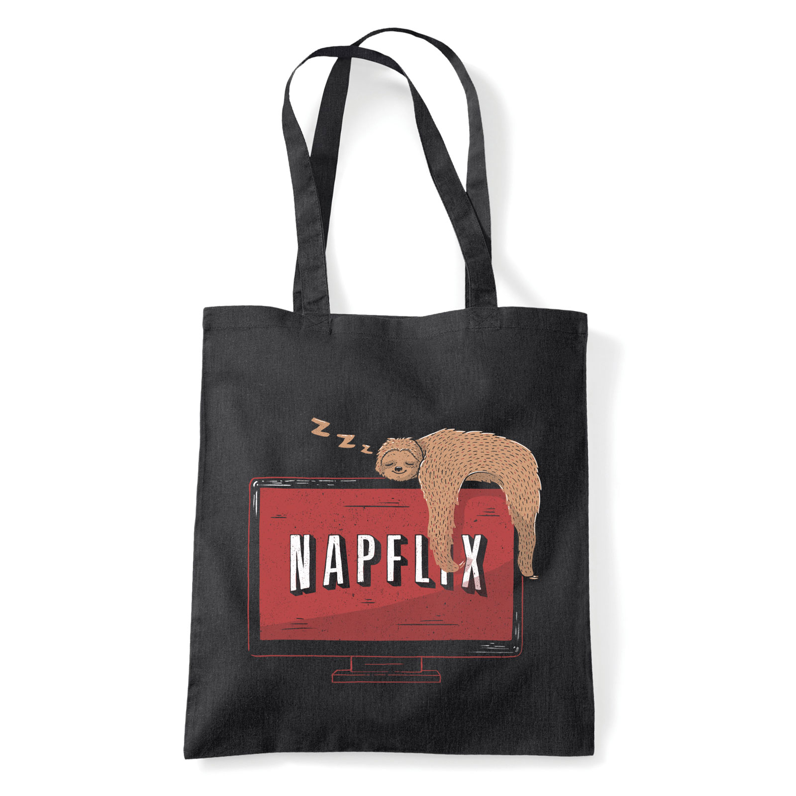 napflix netflix lajhár lusta Fekete Shopper Vászontáska