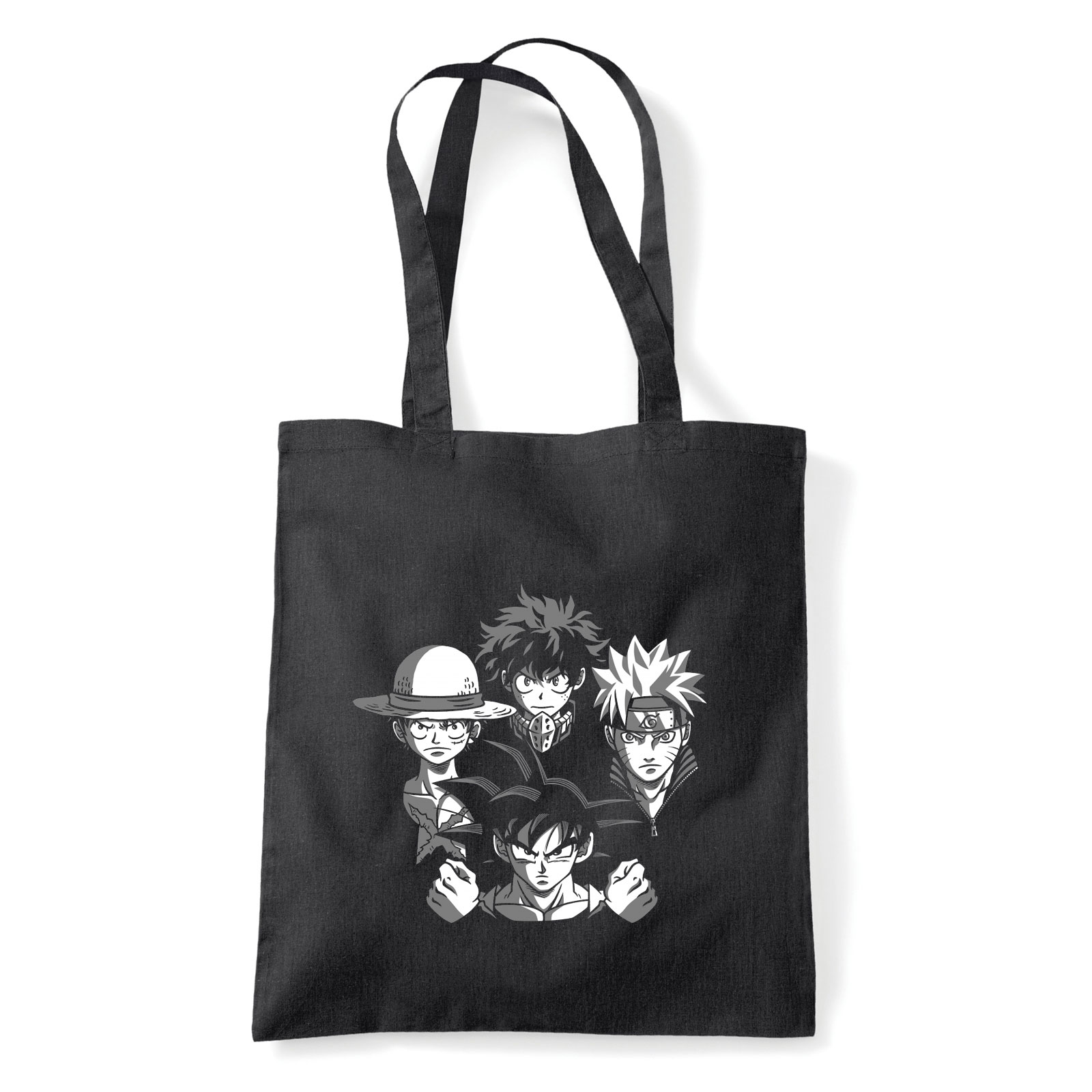 dragon ball naruto one piece hősakadémia my hero academy Fekete Shopper Vászontáska