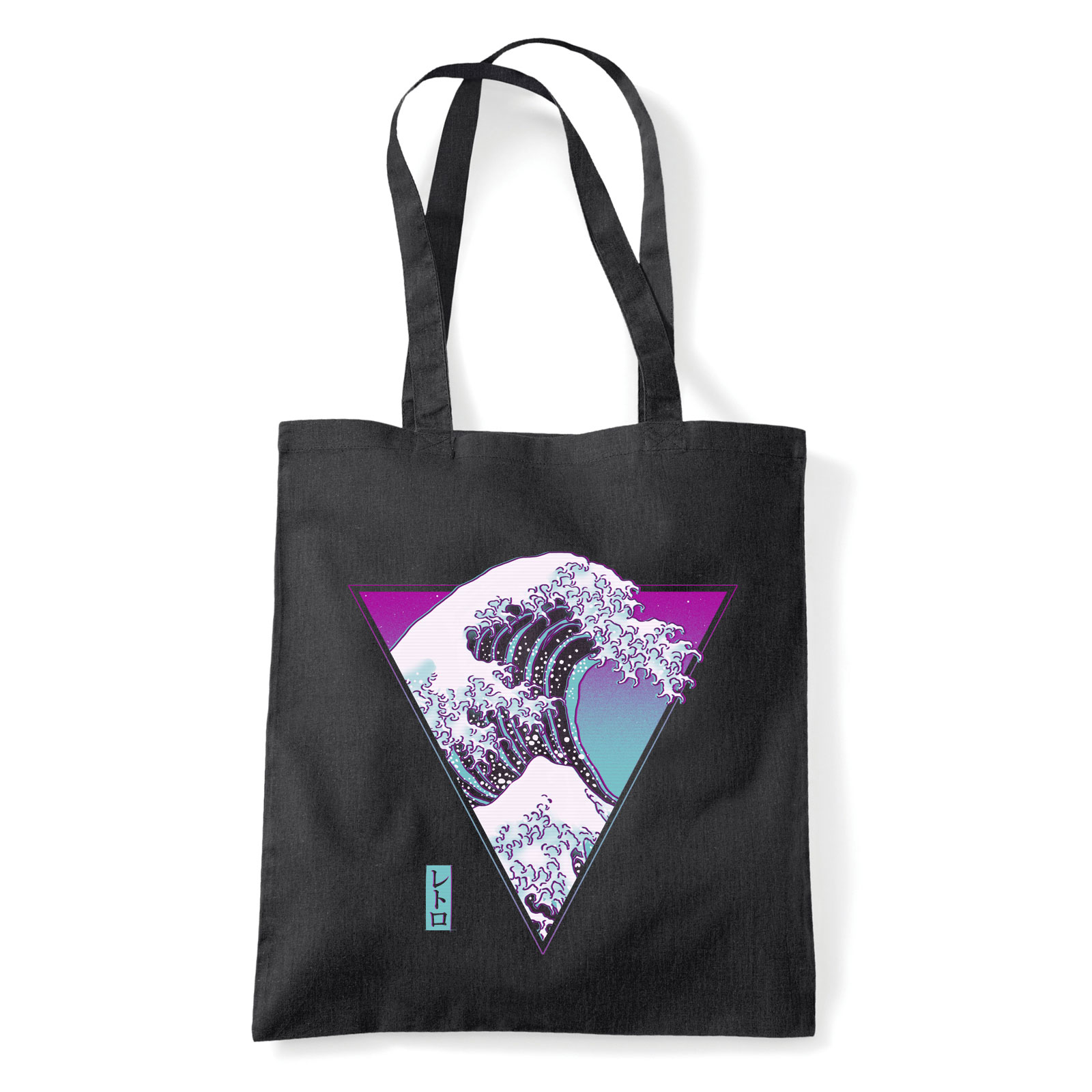 retro kanagava Fekete Shopper Vászontáska