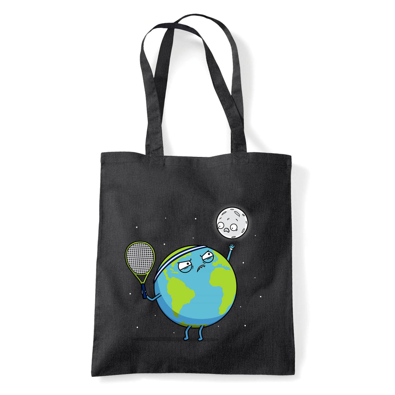 föld hold bolygó tenisz tennis Fekete Shopper Vászontáska