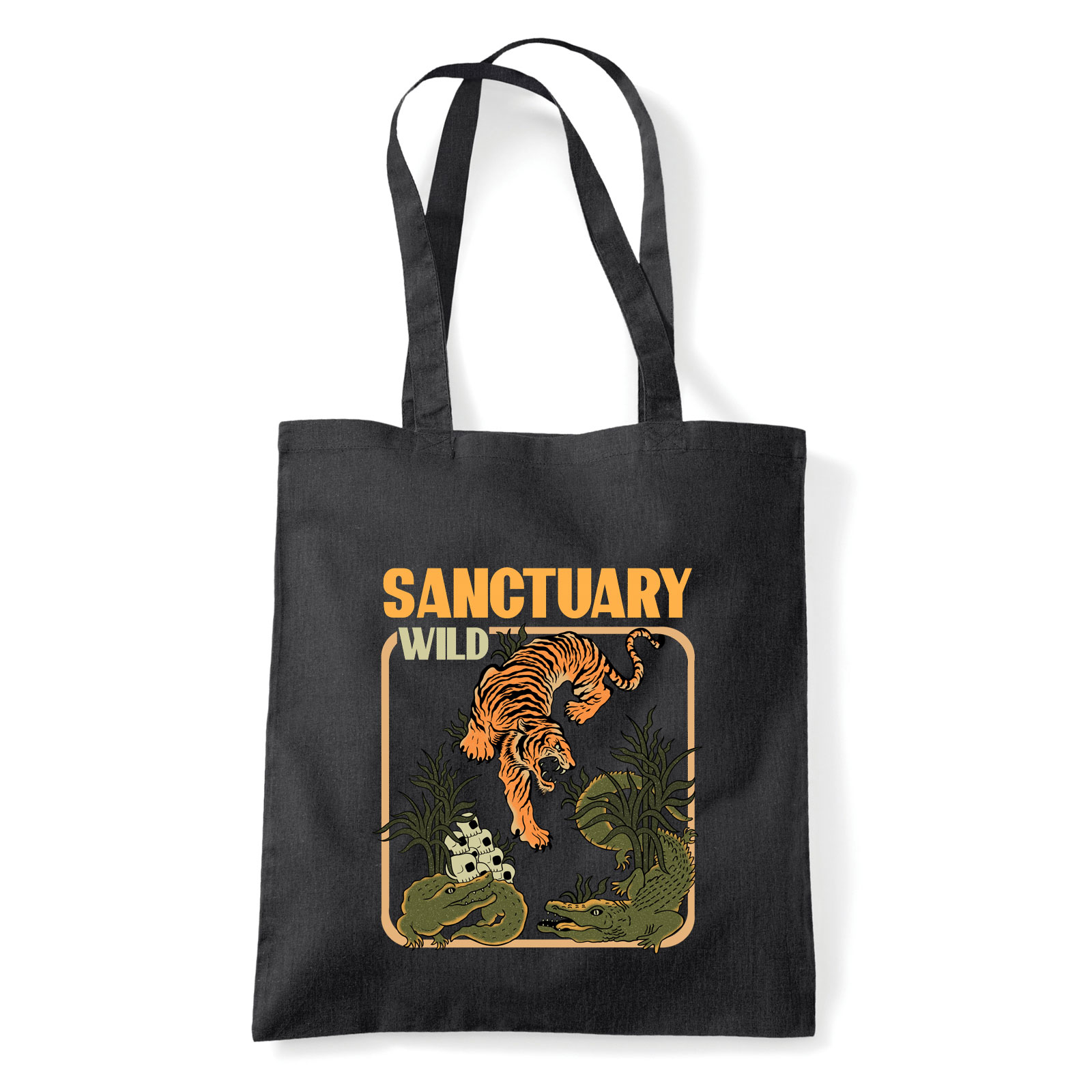 Tigrises tigris Fekete Shopper Vászontáska