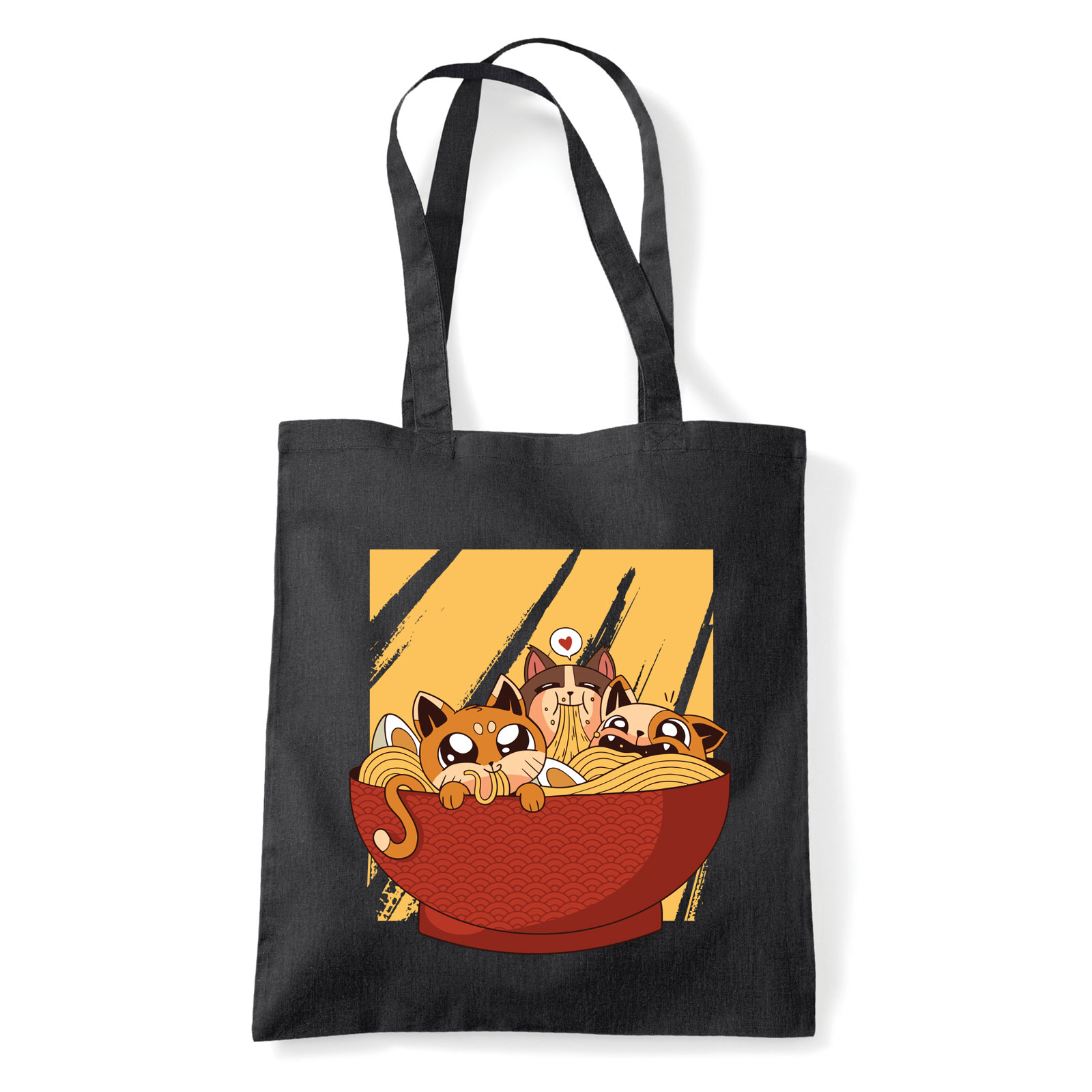 ramen macska macskás cica cicás Fekete Shopper Vászontáska