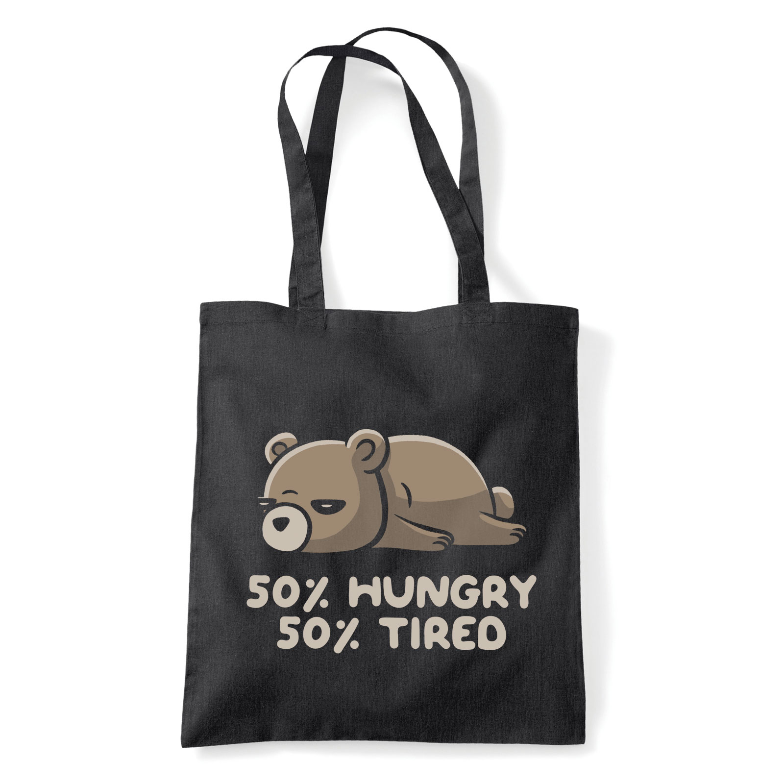 éhes fáradt medve Fekete Shopper Vászontáska