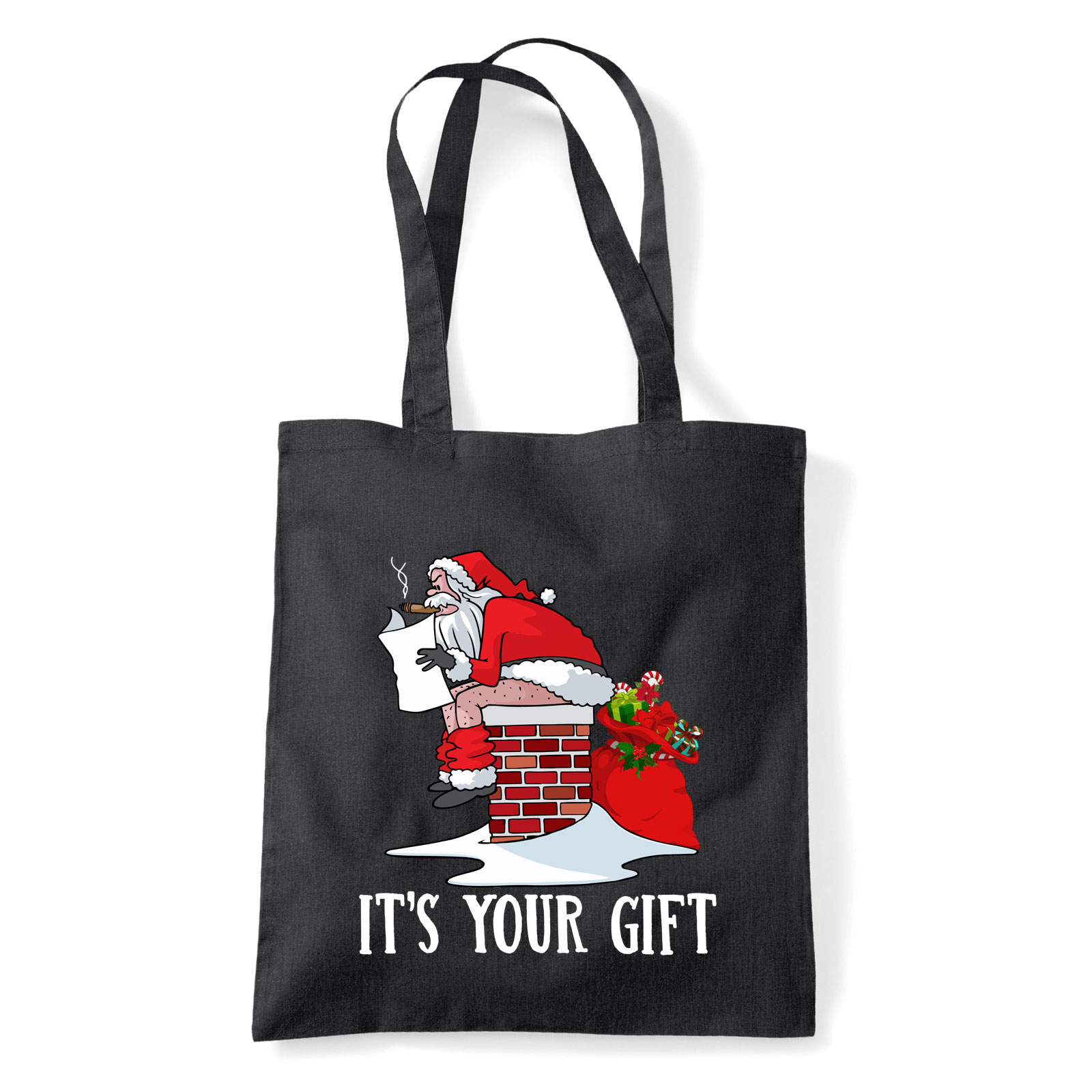 gonosz mikulás santa claus humor karácsony Fekete Shopper Vászontáska