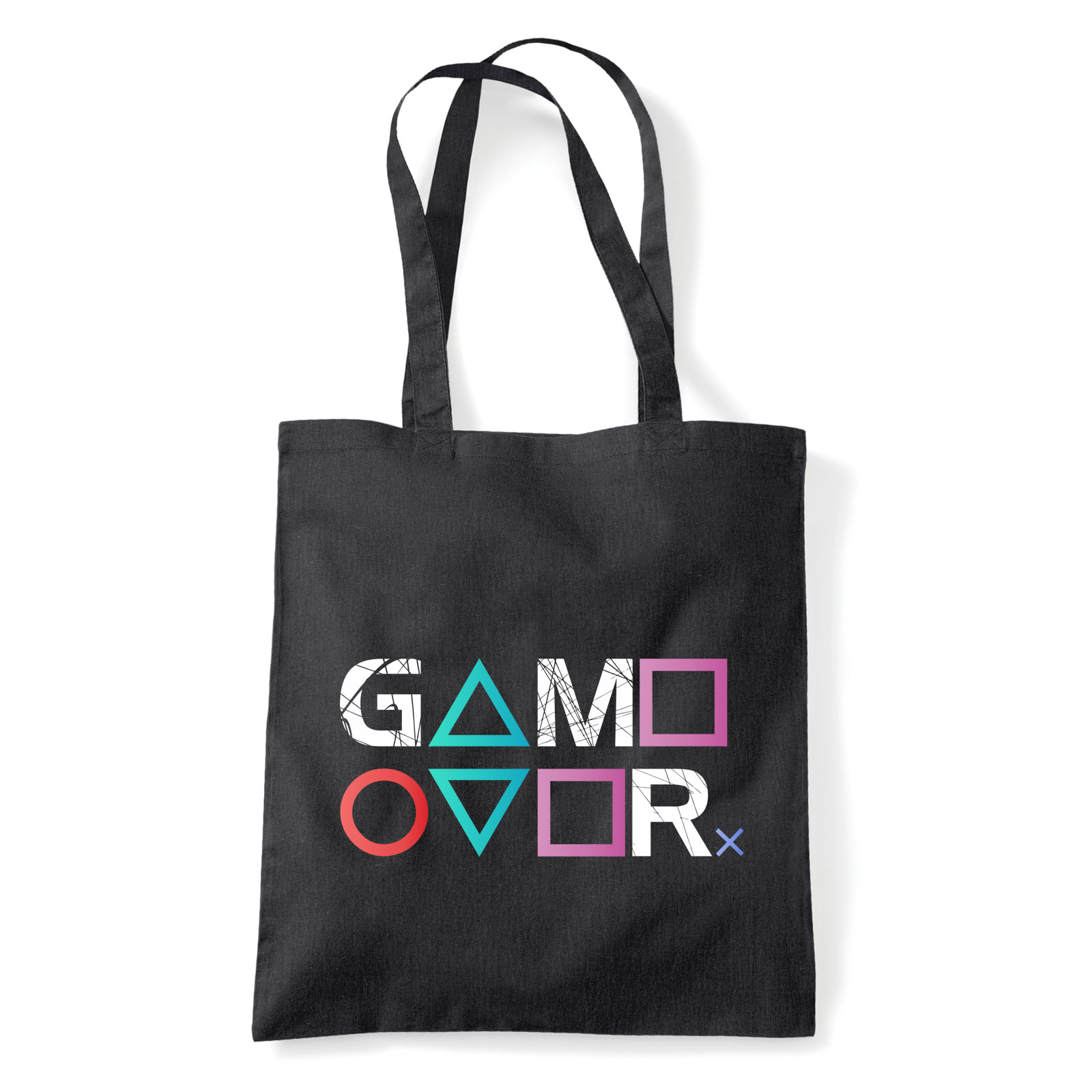 playstation ps4 ps5 gamer game over Fekete Shopper Vászontáska