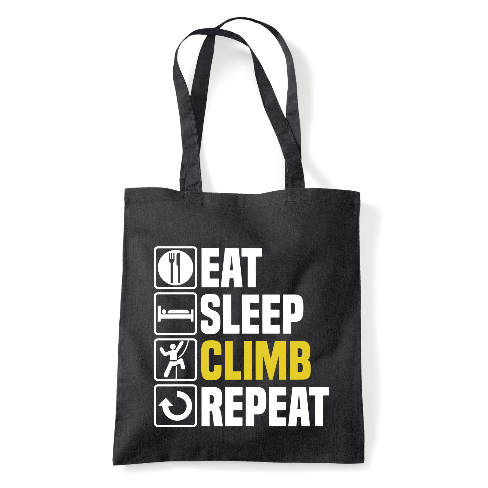 eat sleep climb hegymászás hegymászó Fekete Shopper Vászontáska