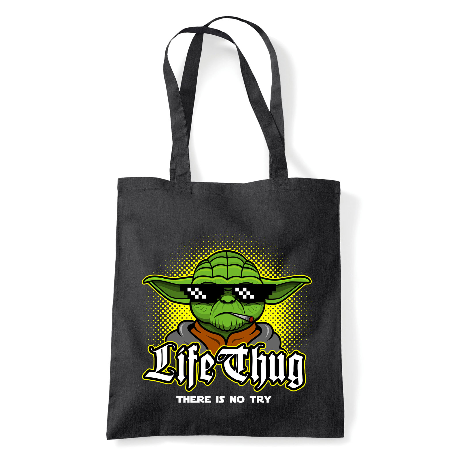 yoda humor thug life try Fekete Shopper Vászontáska
