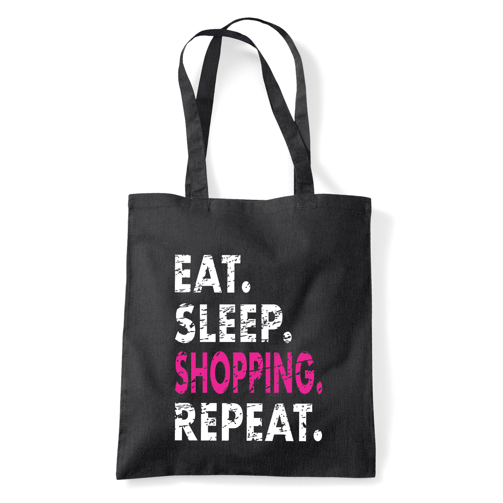 eat sleep shopping shoppingolás Fekete Shopper Vászontáska