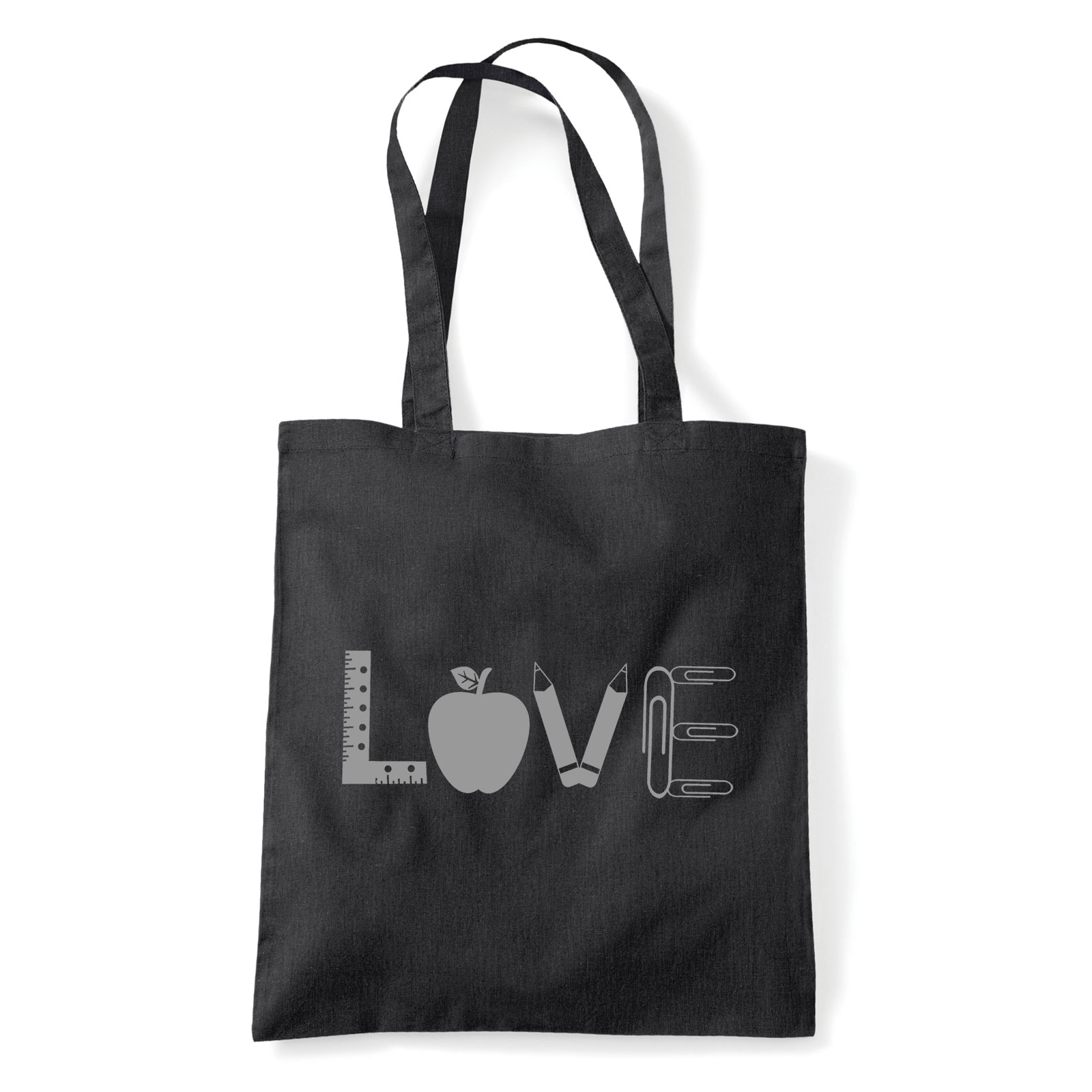 ceruza vonalzó alma tanár Fekete Shopper Vászontáska