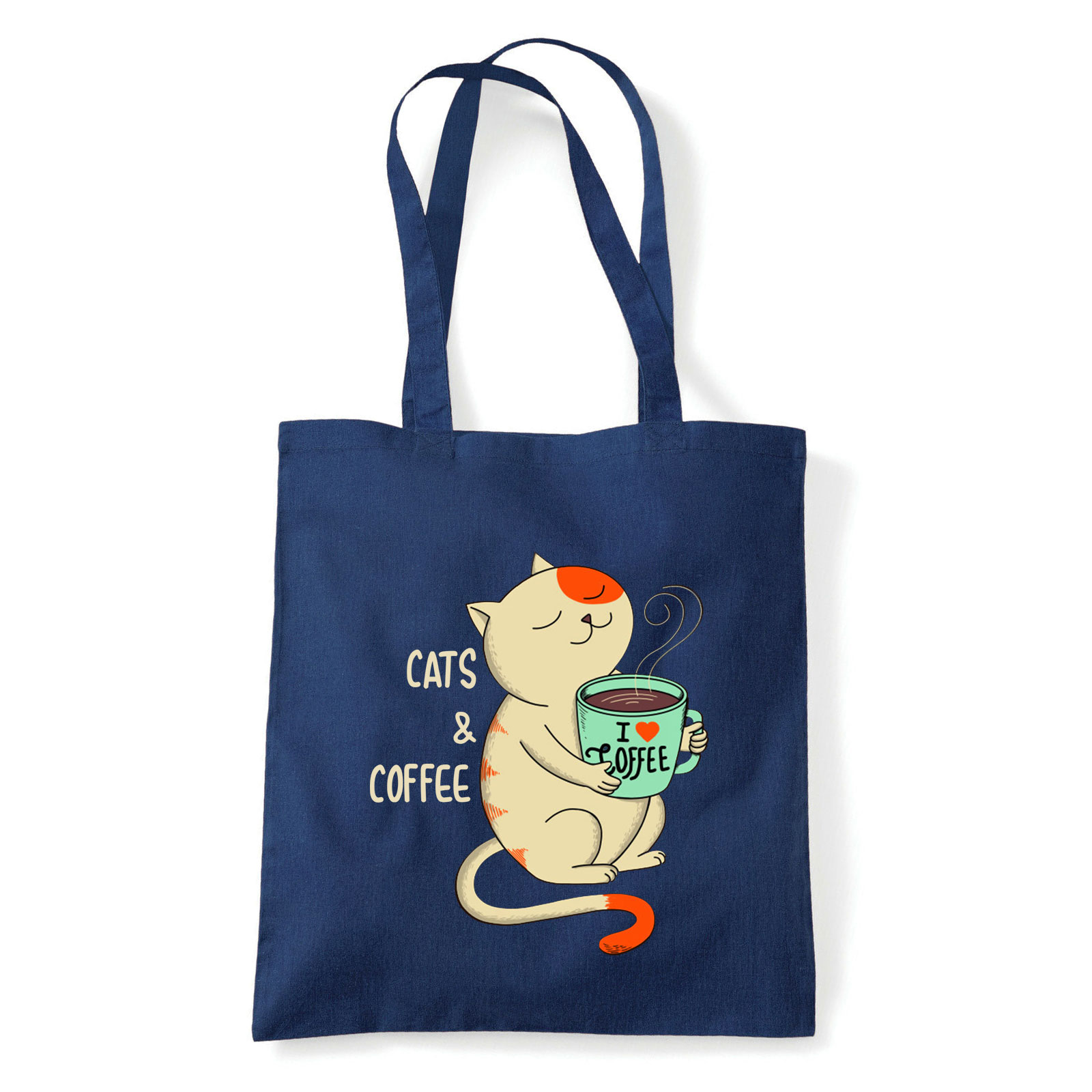 macska macskás cica cicás Sötétkék Shopper Vászontáska