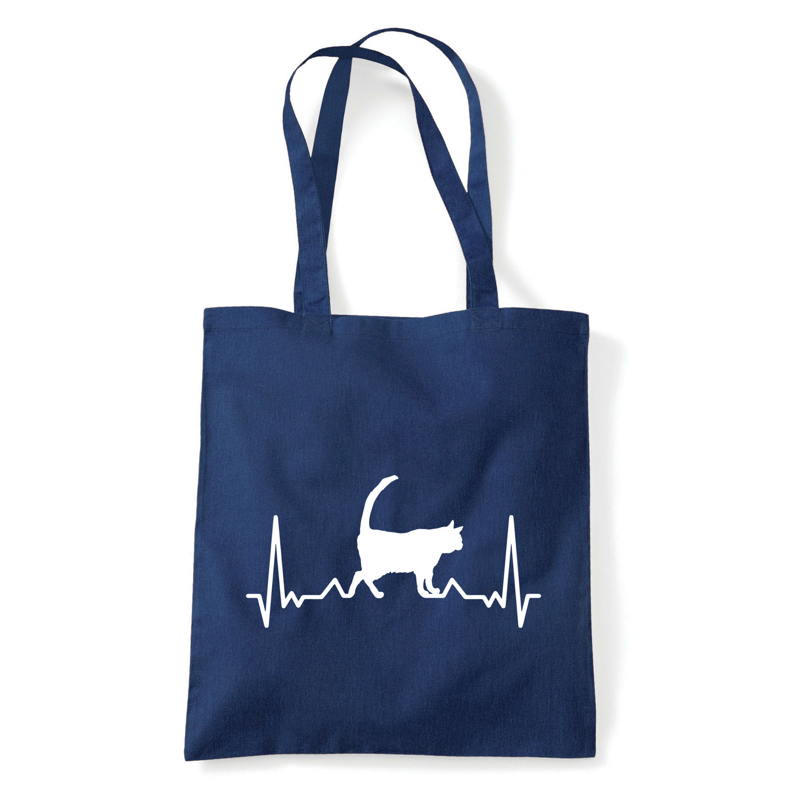 macska macskás cica cicás Sötétkék Shopper Vászontáska