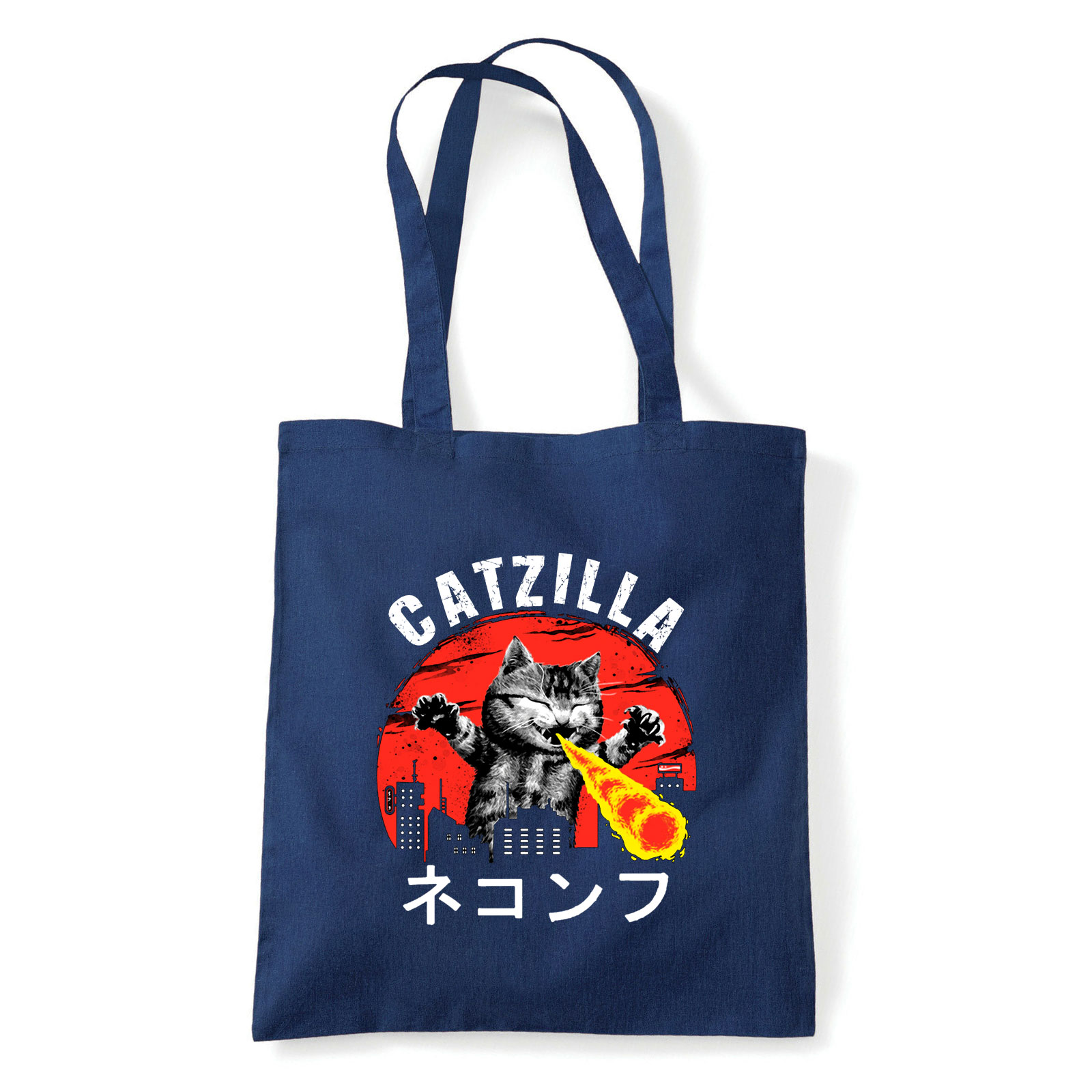 catzilla macska macskás cica cicás Sötétkék Shopper Vászontáska