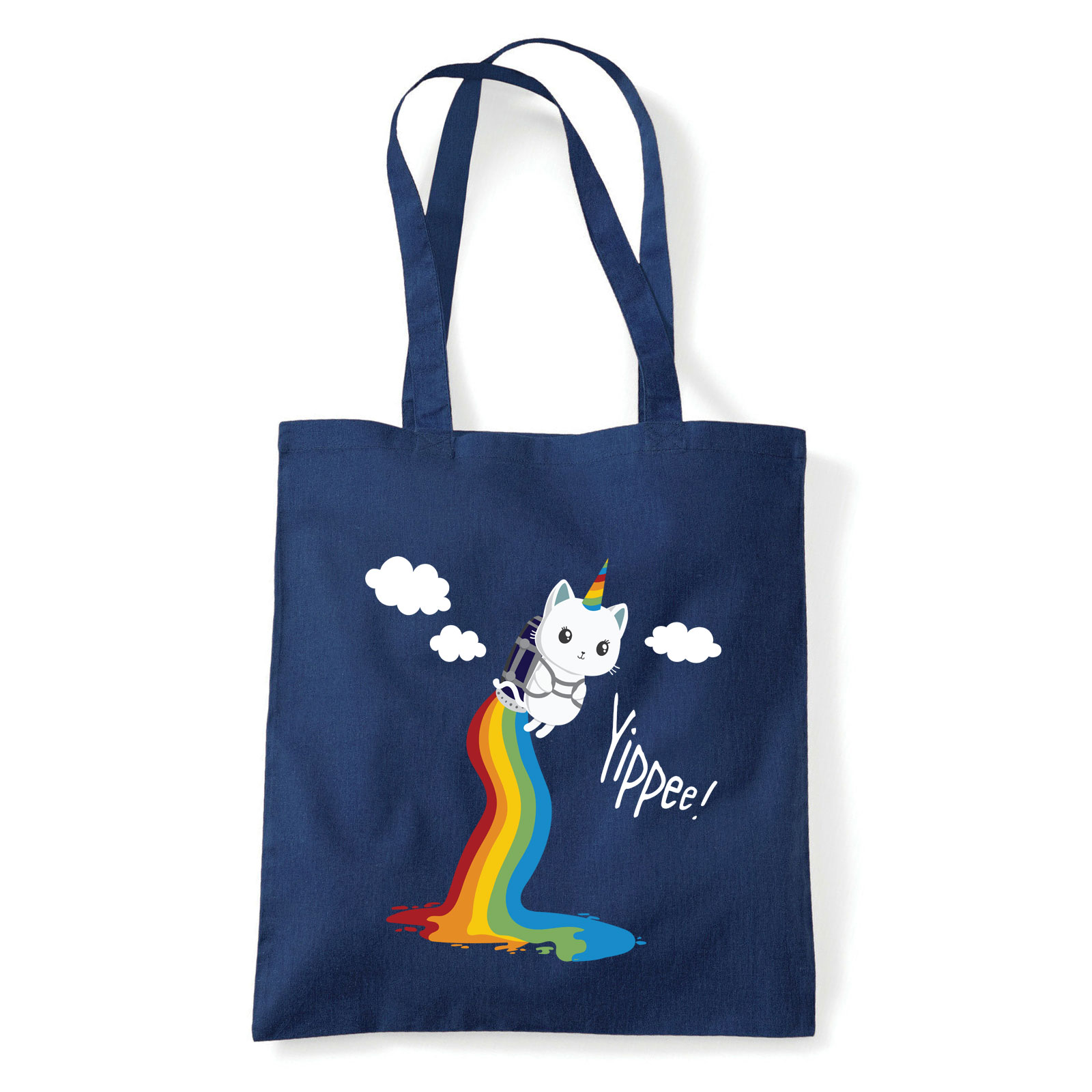 macska macskás cica cicás Sötétkék Shopper Vászontáska