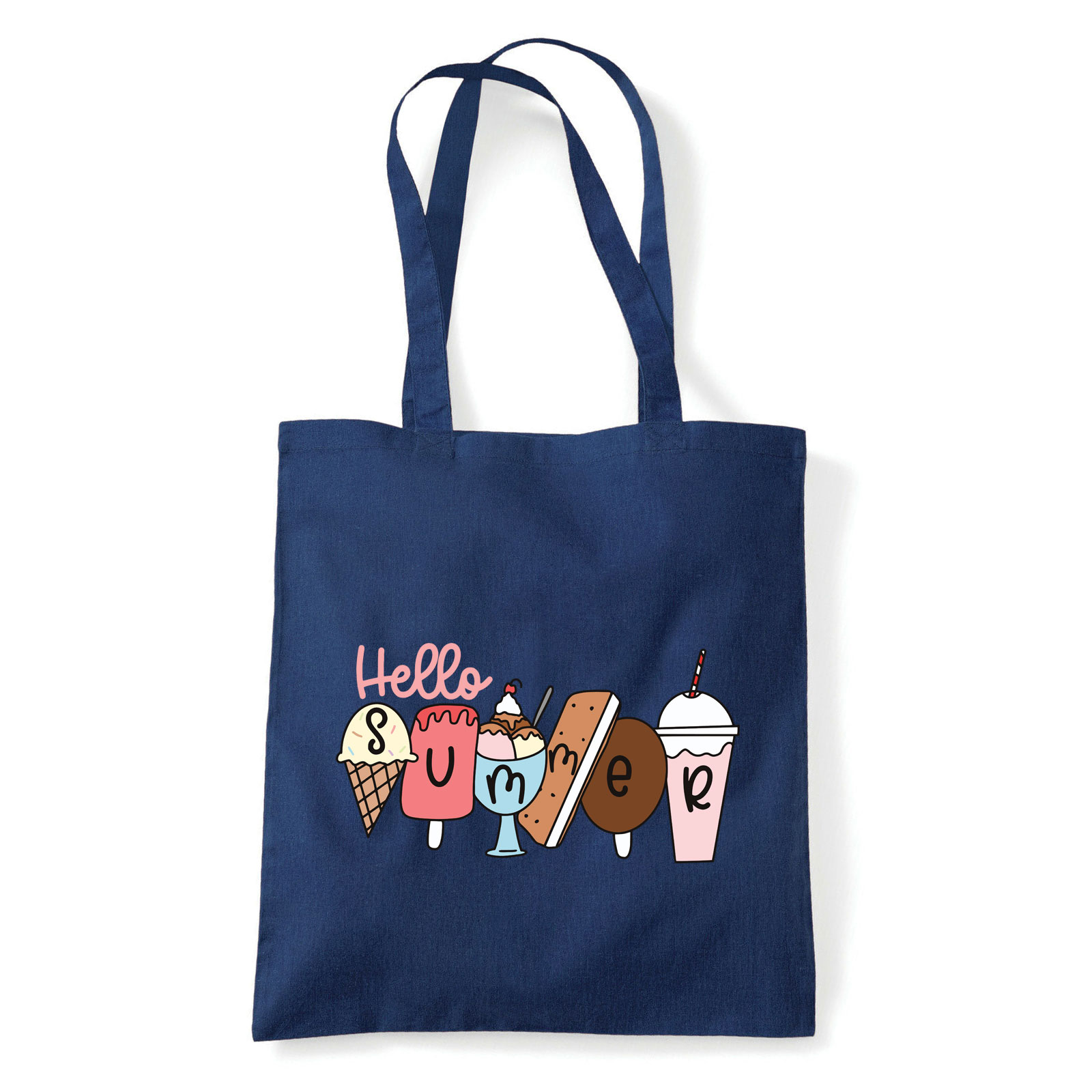 hello summer nyár fagyi nyaralás shake Sötétkék Shopper Vászontáska