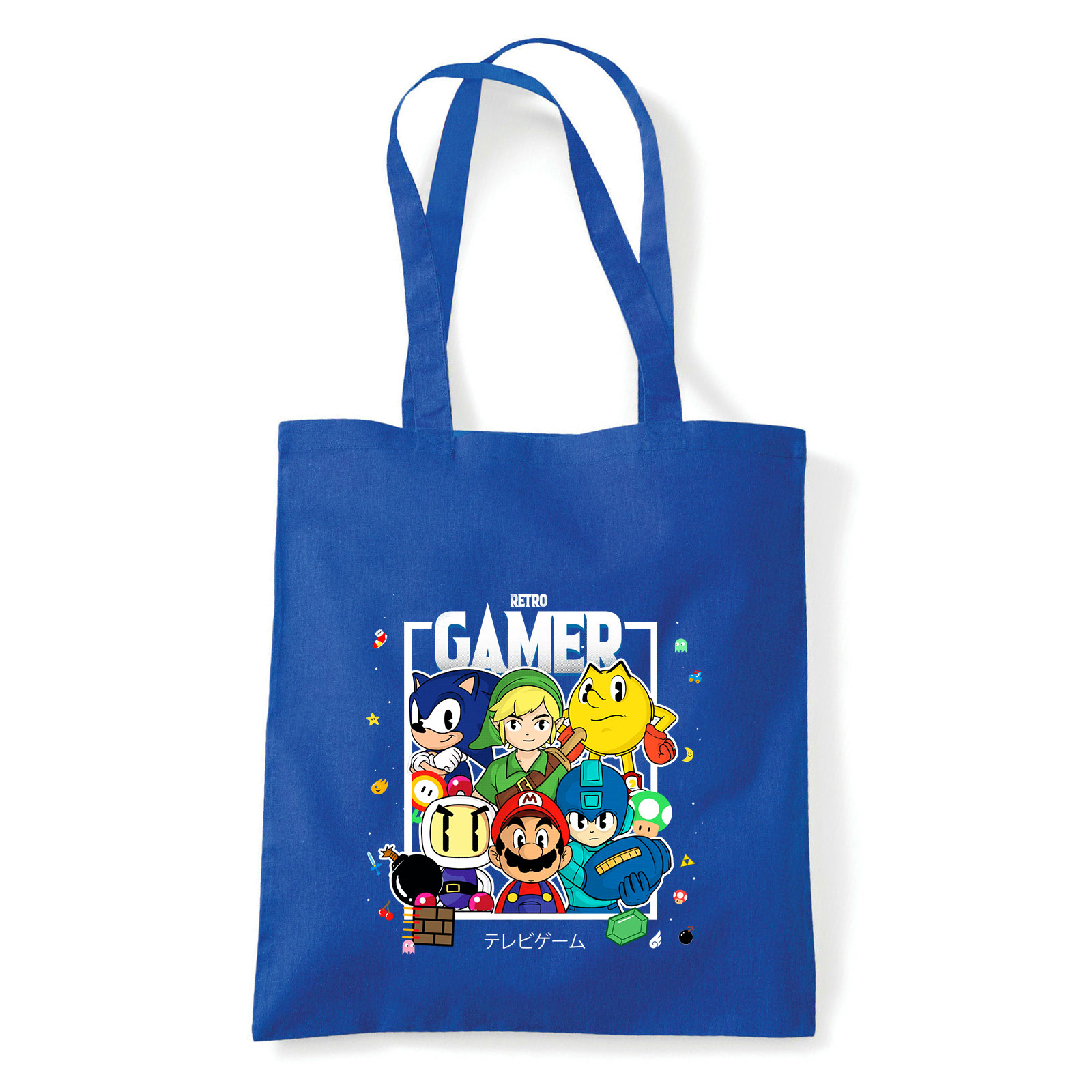 gamer sonic mario pacman zelda Kék Shopper Vászontáska