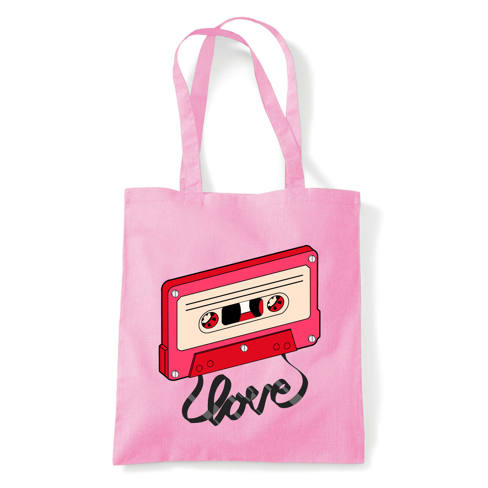 zene music kazetta love  Rózsaszín Shopper Vászontáska