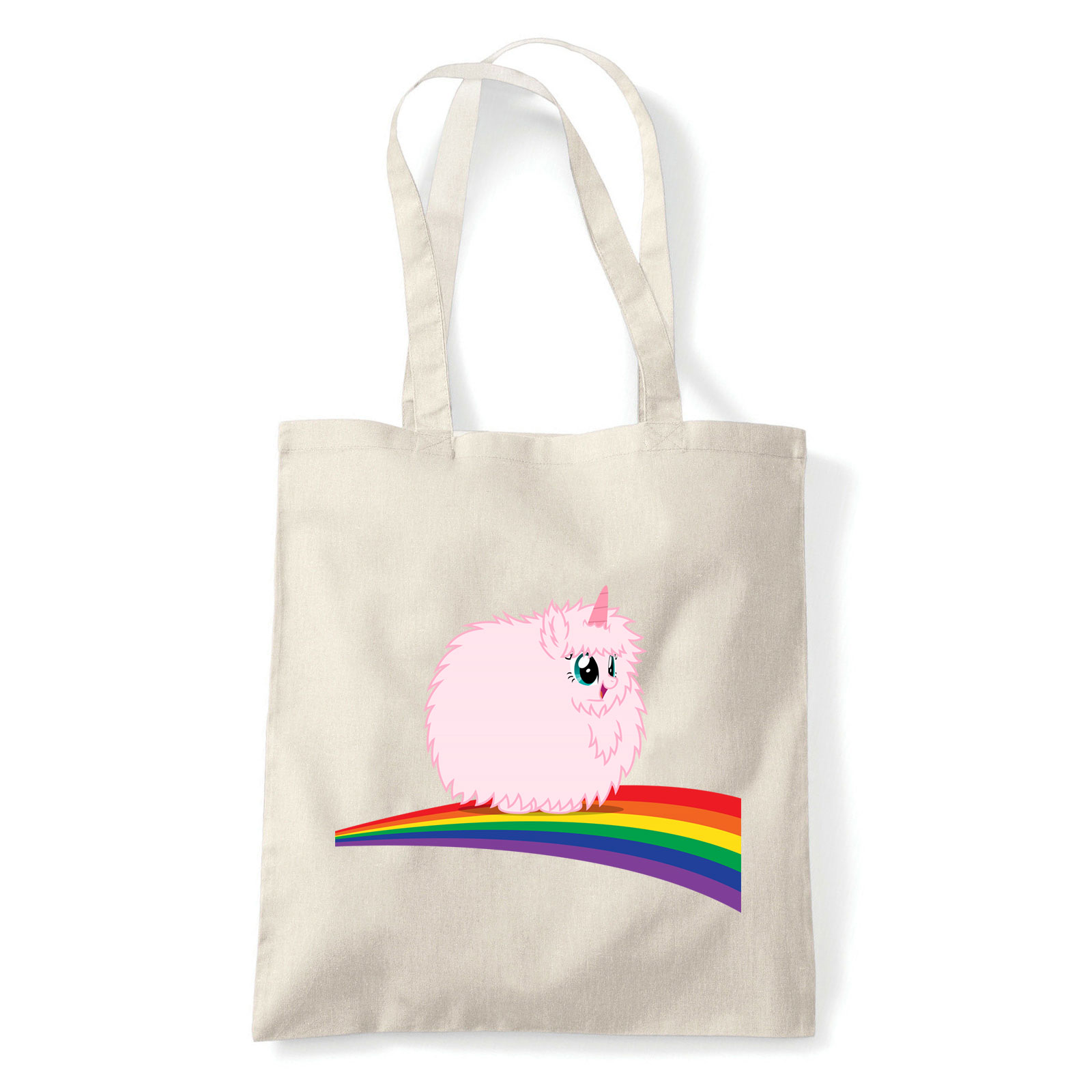 pink fluffy unicorn dancing on rainbow Homok Shopper Vászontáska