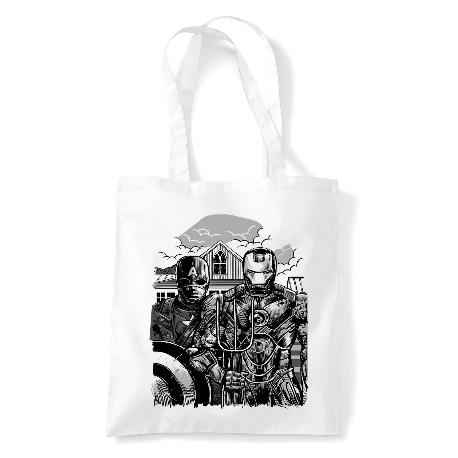 amerika capitány vasember avengers bosszúállók Fehér Shopper Vászontáska