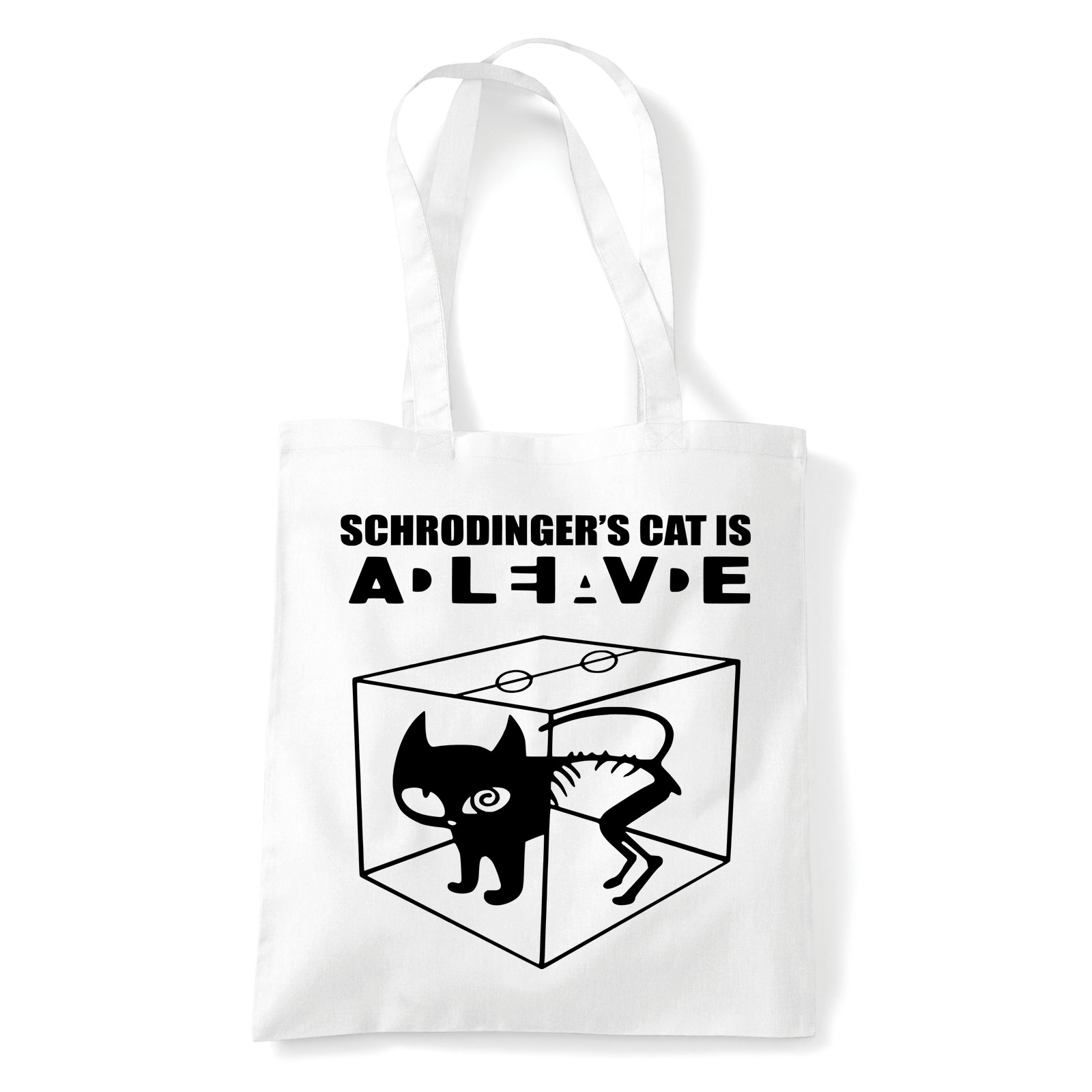 Schrödinger Macskája Fehér Shopper Vászontáska