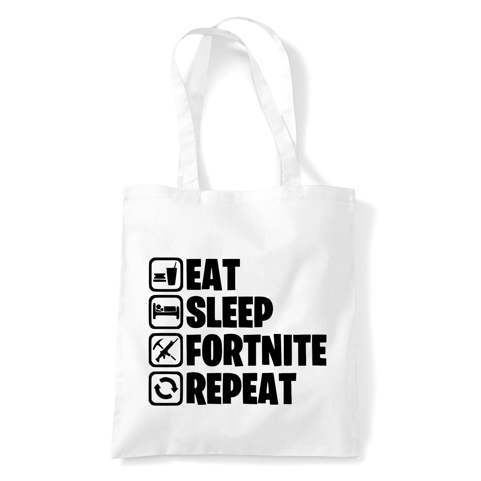 eat sleep fortnite repeat Fehér Shopper Vászontáska