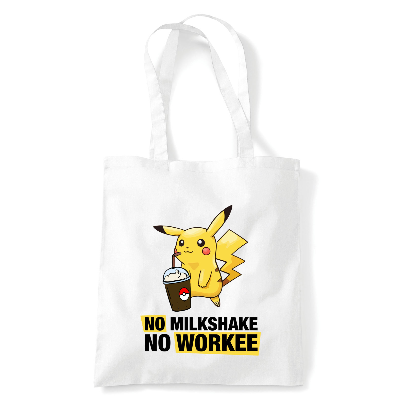 no milkshake no workee Fehér Shopper Vászontáska