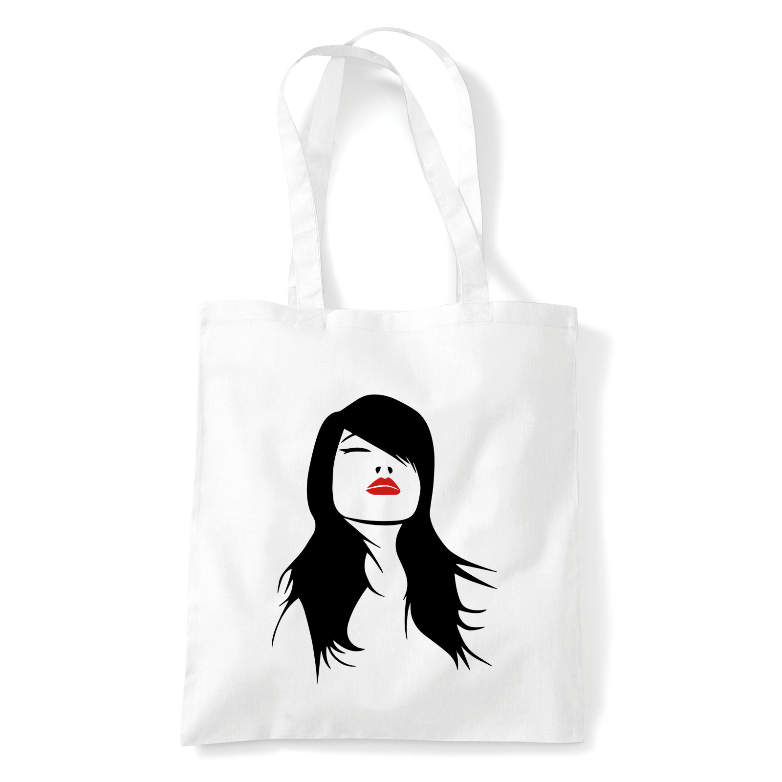 fekete haj rúzs red lips Fehér Shopper Vászontáska