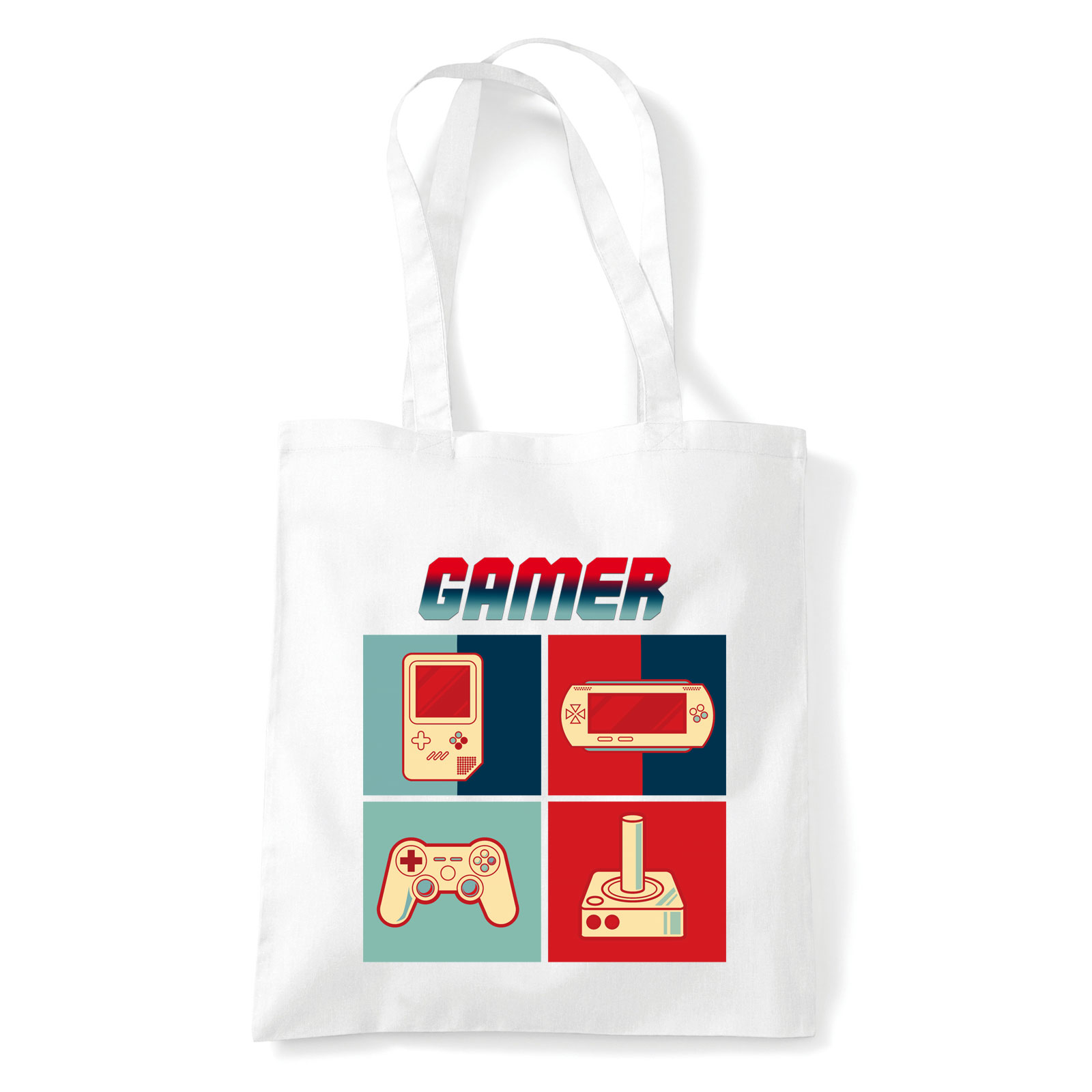 Gamer joystick gameboy Fehér Shopper Vászontáska