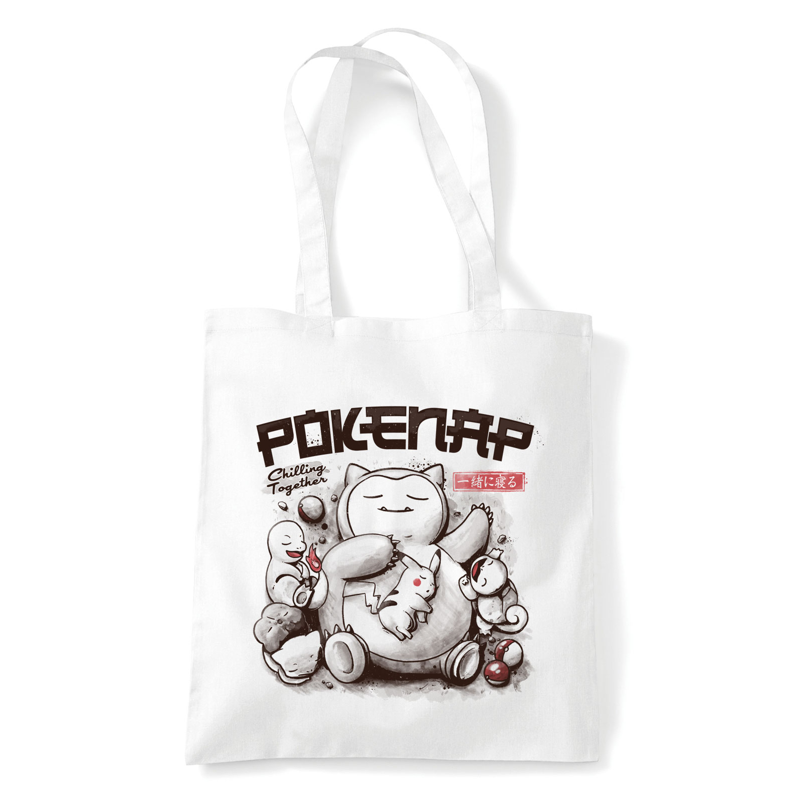 pokemon snorlax pikachu charmander alvós alvás Fehér Shopper Vászontáska