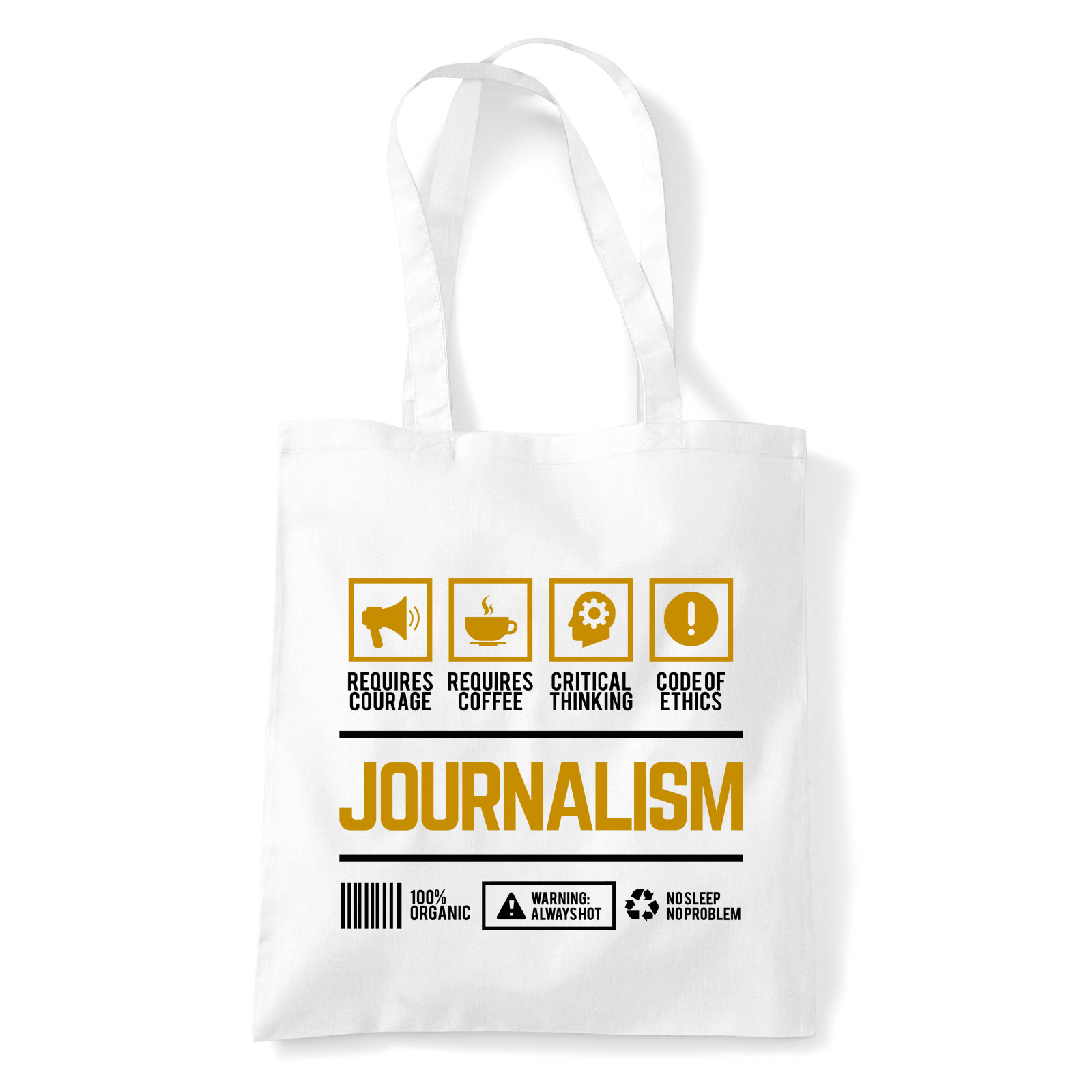 újságíró journalist Fehér Shopper Vászontáska