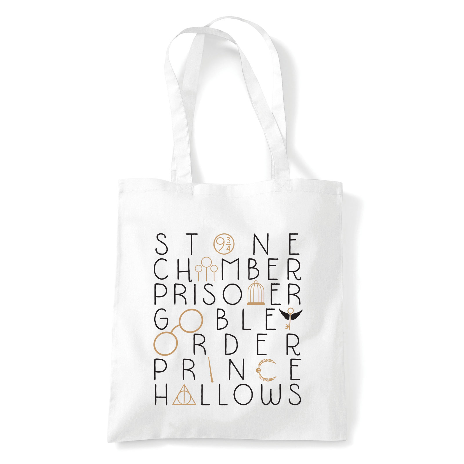 harry potter címek bölcsek köve titkok kamrája halál ereklyéi Fehér Shopper Vászontáska