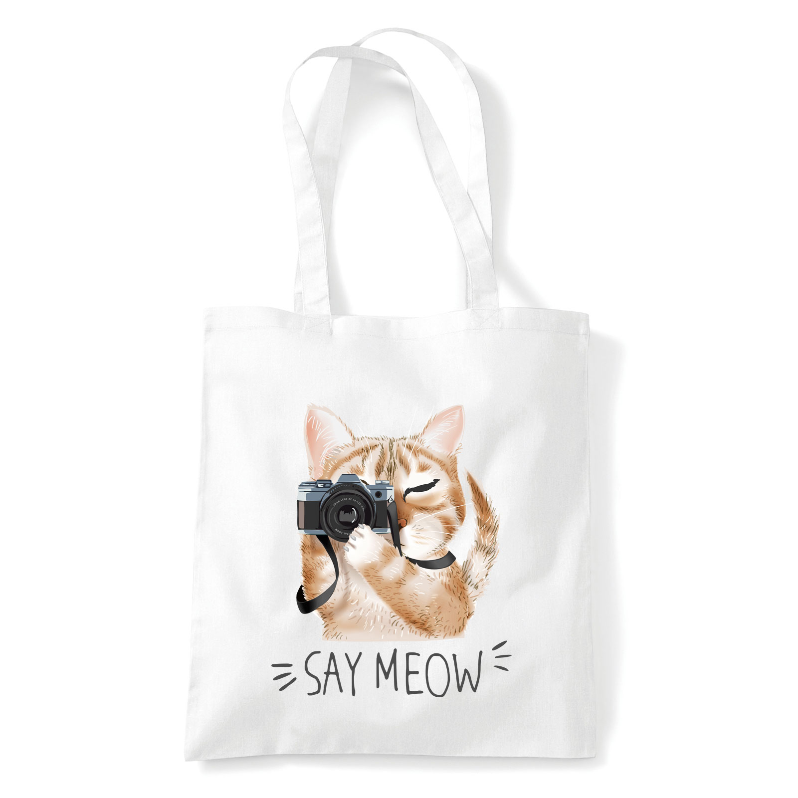 say meow macska macskás cica cicás Fehér Shopper Vászontáska