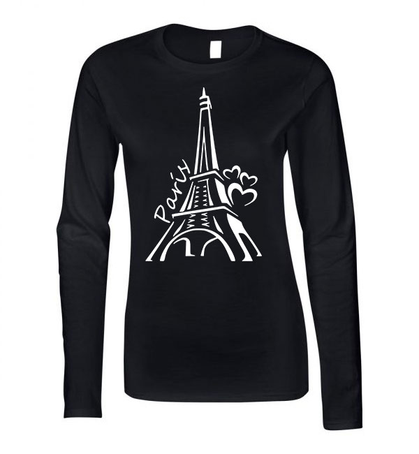 párizs francia eiffel torony Fekete Női Hosszú Ujjú Póló