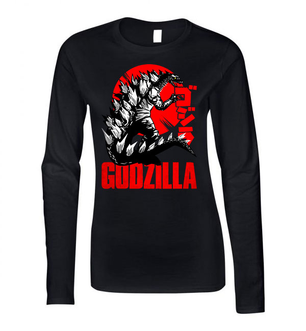 Godzilla Fekete Női Hosszú Ujjú Póló