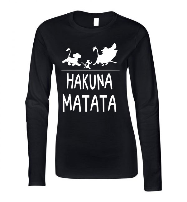 hakuna matata oroszlánkirály Fekete Női Hosszú Ujjú Póló