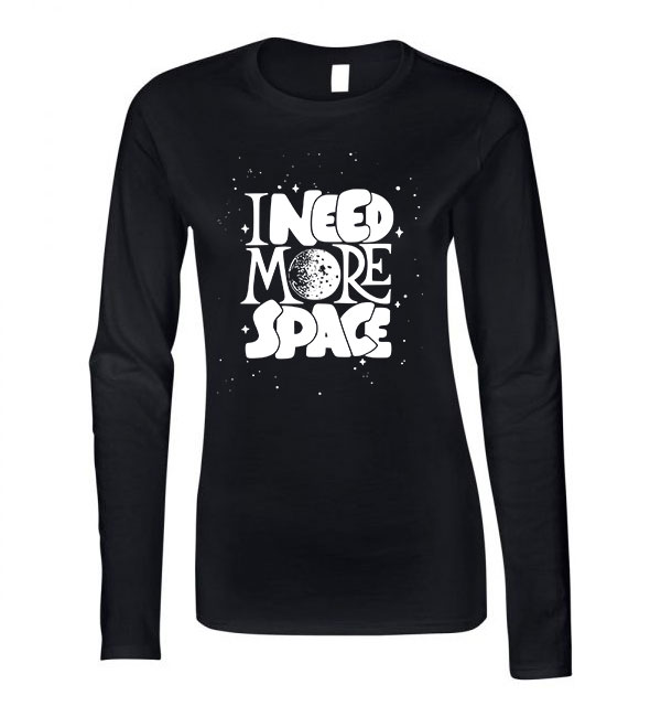 i need more space Fekete Női Hosszú Ujjú Póló