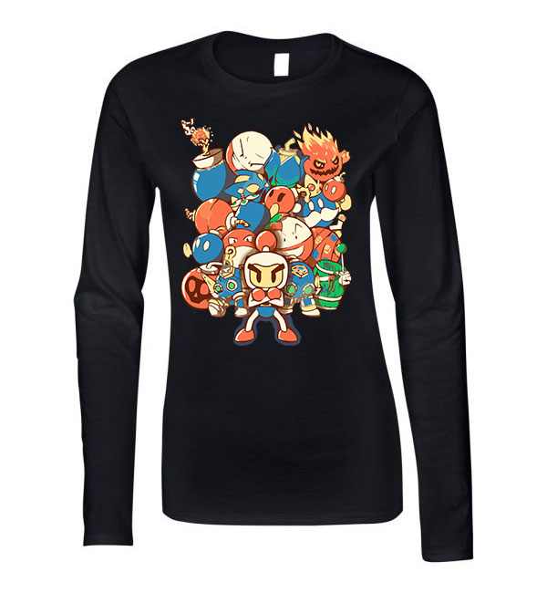 bomberman mario voltorb pokemon Fekete Női Hosszú Ujjú Póló