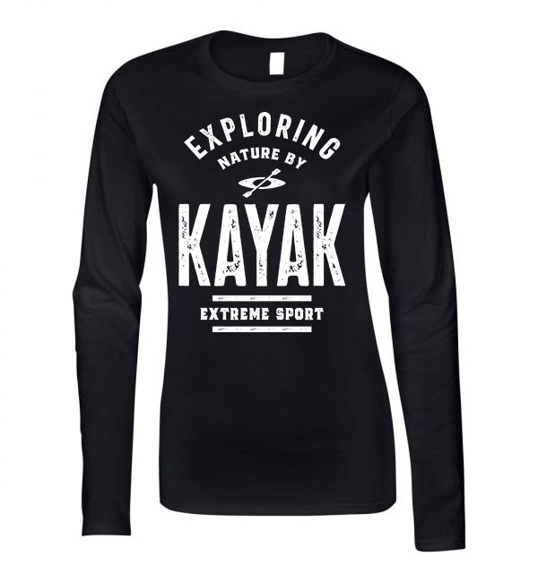 kajak kenu kayak Fekete Női Hosszú Ujjú Póló