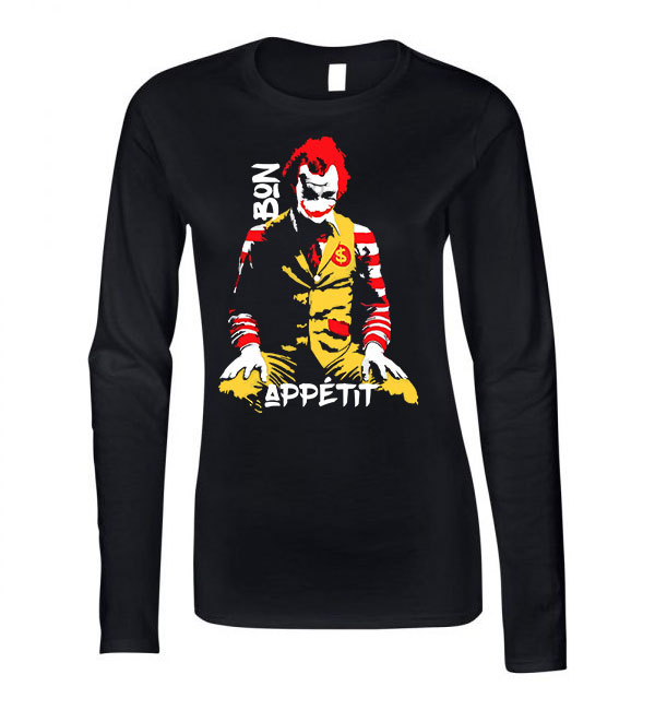 ronald mcdonald joker Fekete Női Hosszú Ujjú Póló
