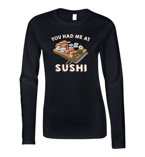 sushi szusi japán Fekete Női Hosszú Ujjú Póló