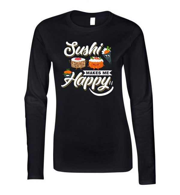 Szusi sushi Fekete Női Hosszú Ujjú Póló
