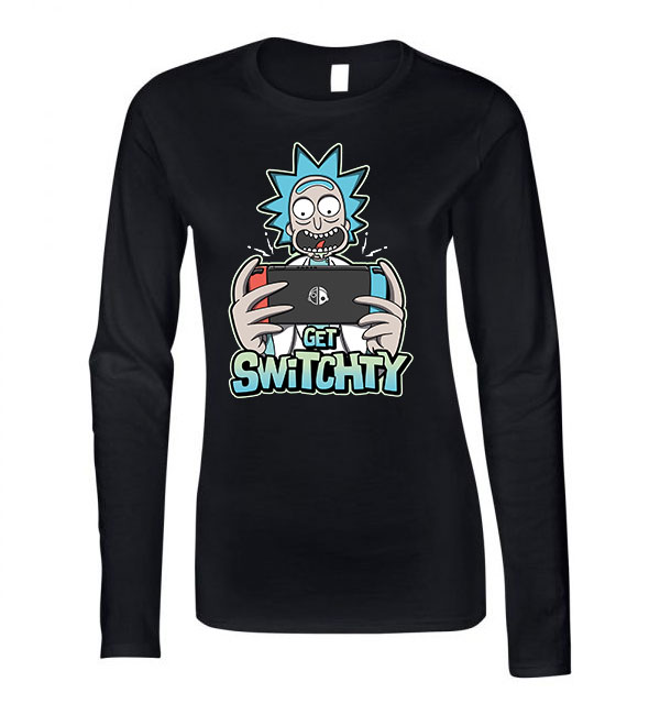 rick és morty Fekete Női Hosszú Ujjú Póló