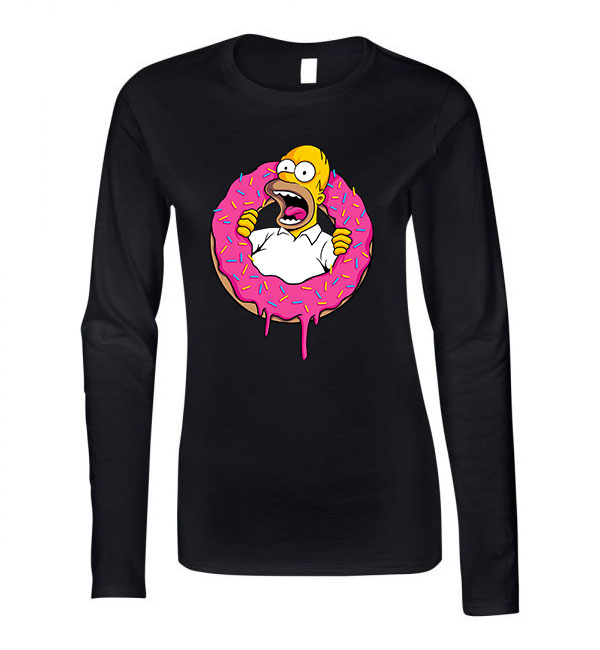 fánk homer donut simpson Fekete Női Hosszú Ujjú Póló
