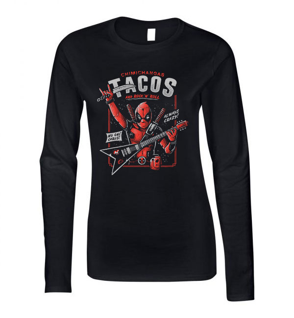 deadpool tacos chimichanga Fekete Női Hosszú Ujjú Póló