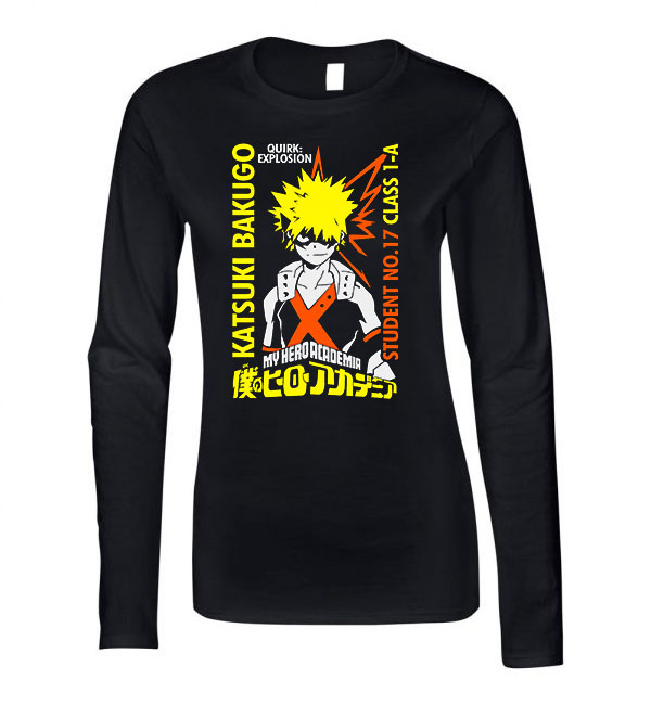 bakugo kacchan my hero academia hősakadémia Fekete Női Hosszú Ujjú Póló