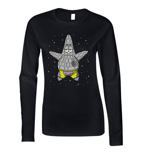 csillag patrik spongya bob Fekete Női Hosszú Ujjú Póló