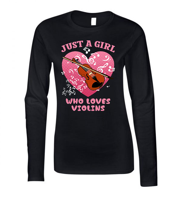 hegedű hegedűs violin Fekete Női Hosszú Ujjú Póló
